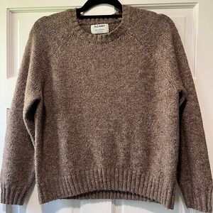 Old Navy Heathered Taupe-Brown Crewneck Sweater
